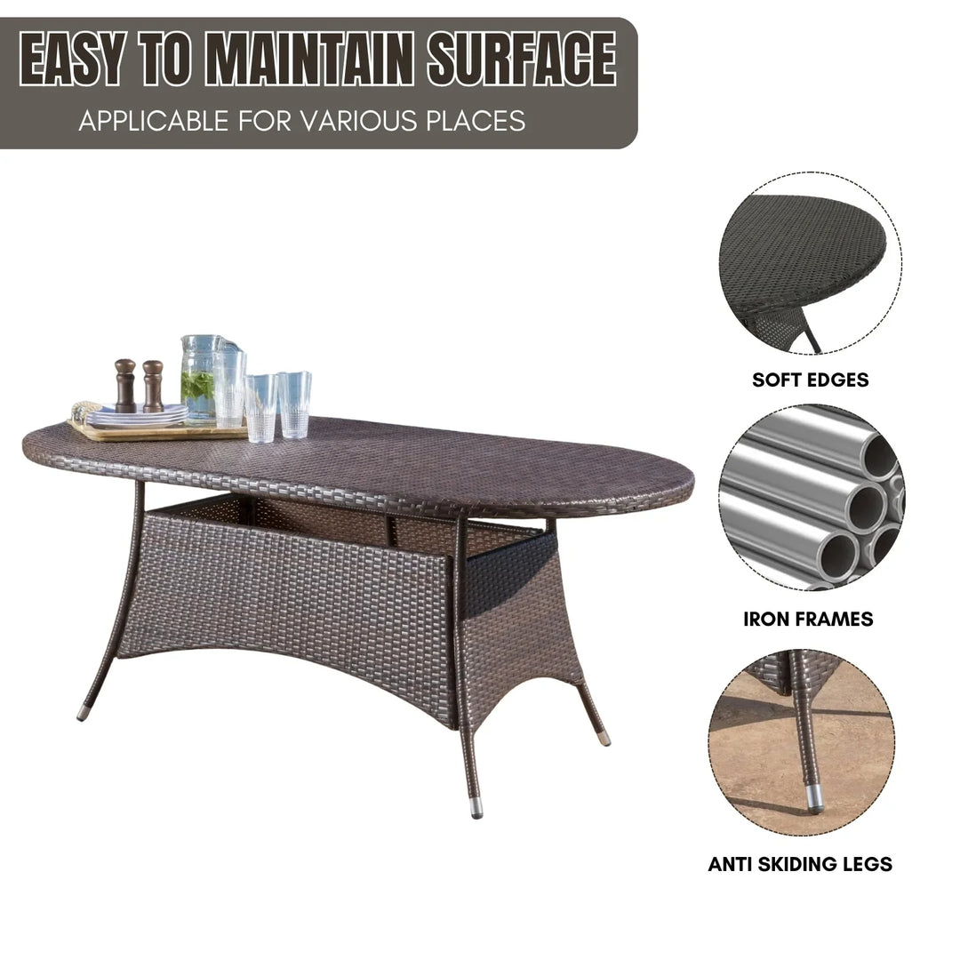 Chitra Outdoor All-Weather Rattan Wicker Round Coffee Table (Dark Brown)