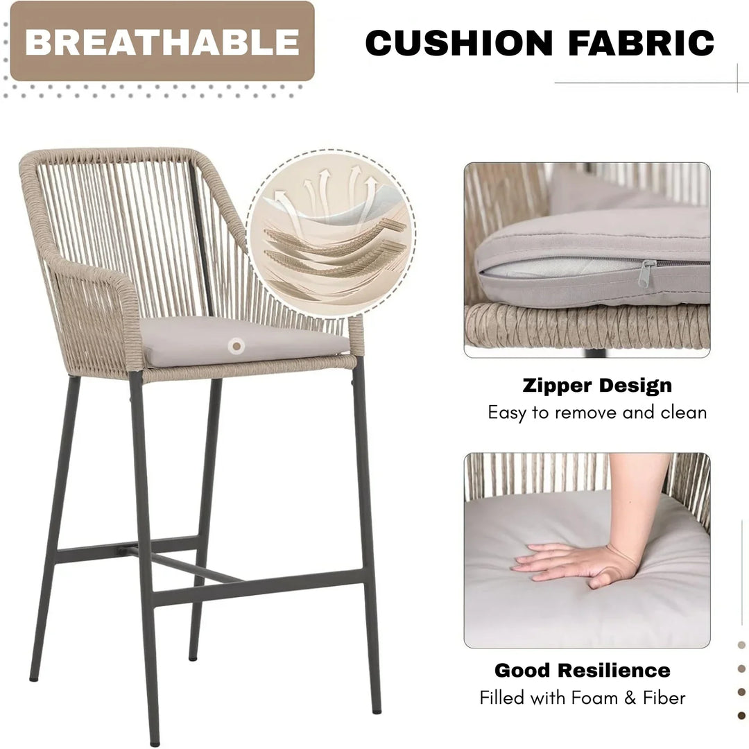 Ekatra Premium Outdoor Rope 5-Piece Bar Set With a High-Top Table