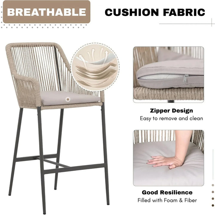 Ekatra Premium Outdoor Rope 5-Piece Bar Set With a High-Top Table