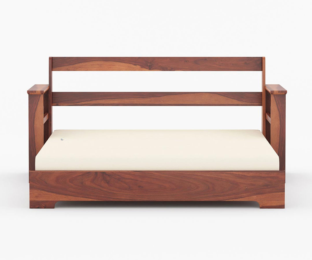 Rodion Solid Wood Sheesham Sofa Cum Bed | Solid Wood Sofa Come Bed (Honey Finish)
