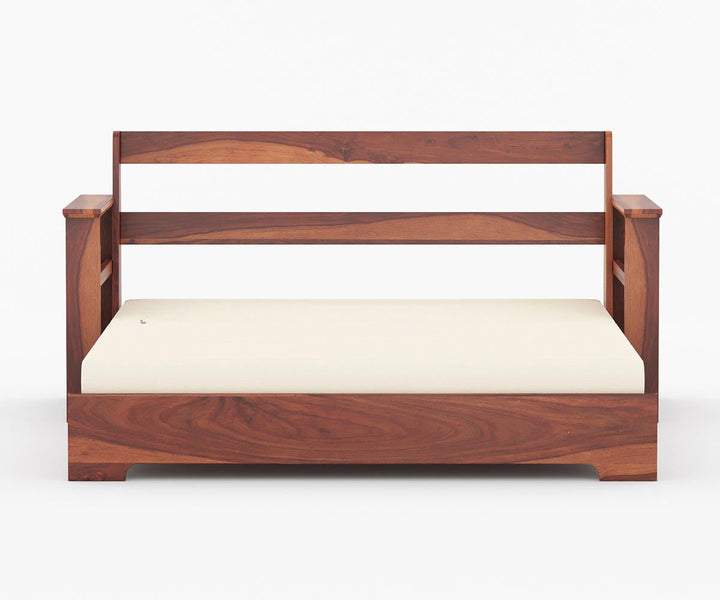 Rodion Solid Wood Sheesham Sofa Cum Bed | Solid Wood Sofa Come Bed (Honey Finish)