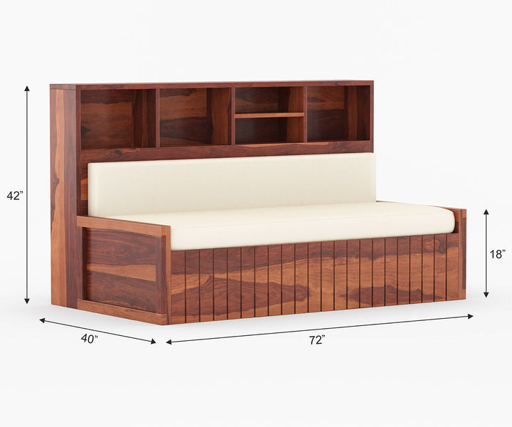 Taras Solid Wood Sheesham Sofa Cum Bed | Solid Wood Sofa Come Bed (Honey Finish)