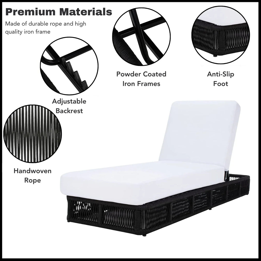 Omaira Outdoor All-Weather Rope Lounger with Cushions