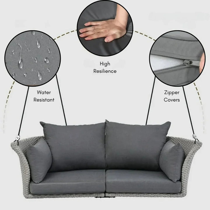 Chidinma Outdoor Rattan Wicker Hanging Swing Chair with Cushion