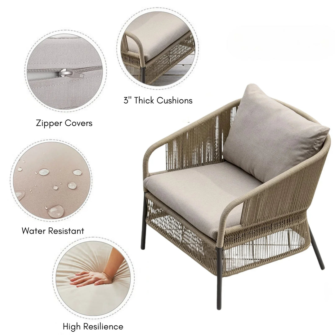 Urvi 2-Piece Outdoor Rope Single Seater Sofa