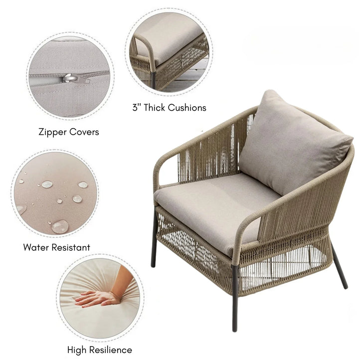 Urvi 2-Piece Outdoor Rope Single Seater Sofa