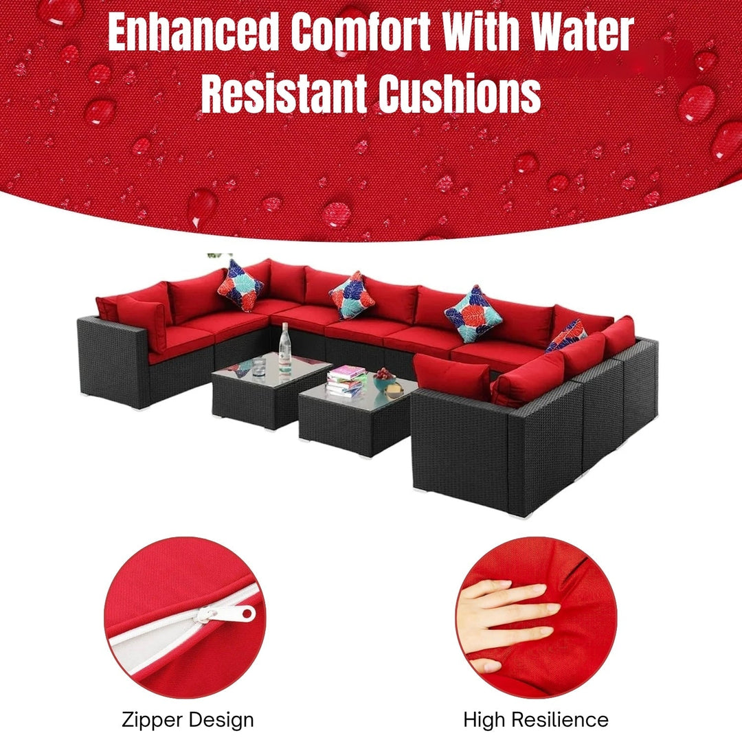 Zhilan 6-Piece Outdoor Wicker Sofa Set (Black/Red)