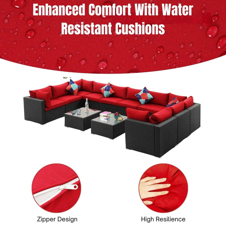 Zhilan 6-Piece Outdoor Wicker Sofa Set (Black/Red)