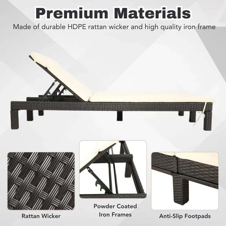 Vritika Outdoor All-Weather Rattan Wicker Chaise Lounge Chair Set of 2