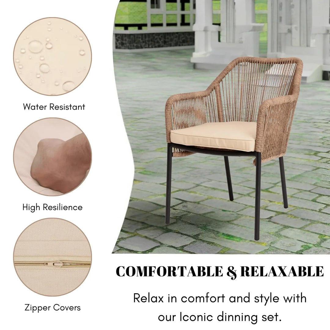 Sonal 2-Piece Outdoor Rope Patio Dining Chairs