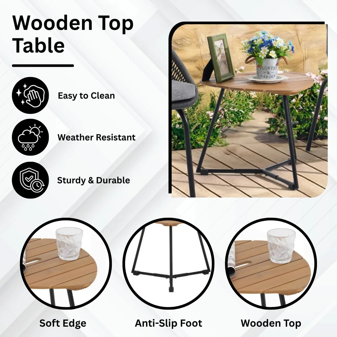 Josefina 3 Piece Garden Outdoor Rope Patio Set