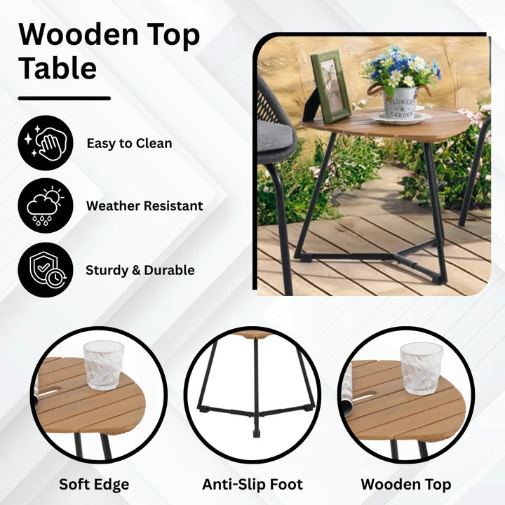 Josefina 3 Piece Garden Outdoor Rope Patio Set