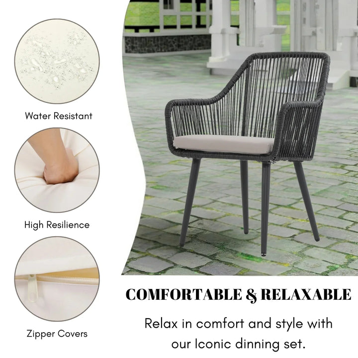 Yolanda 2-Piece Outdoor Rope Patio Dining Chairs