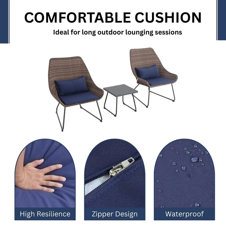 Dorothea Outdoor Rattan Wicker 3-Piece Patio Set