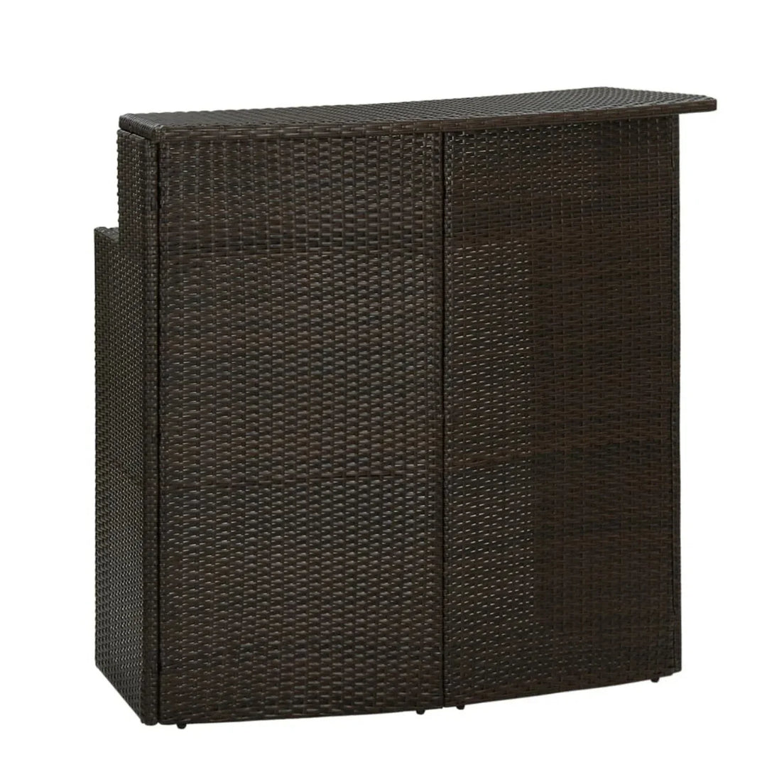 Herminia Outdoor Rattan Wicker Bar Table With a High-Top Design & Integrated Storage Shelf