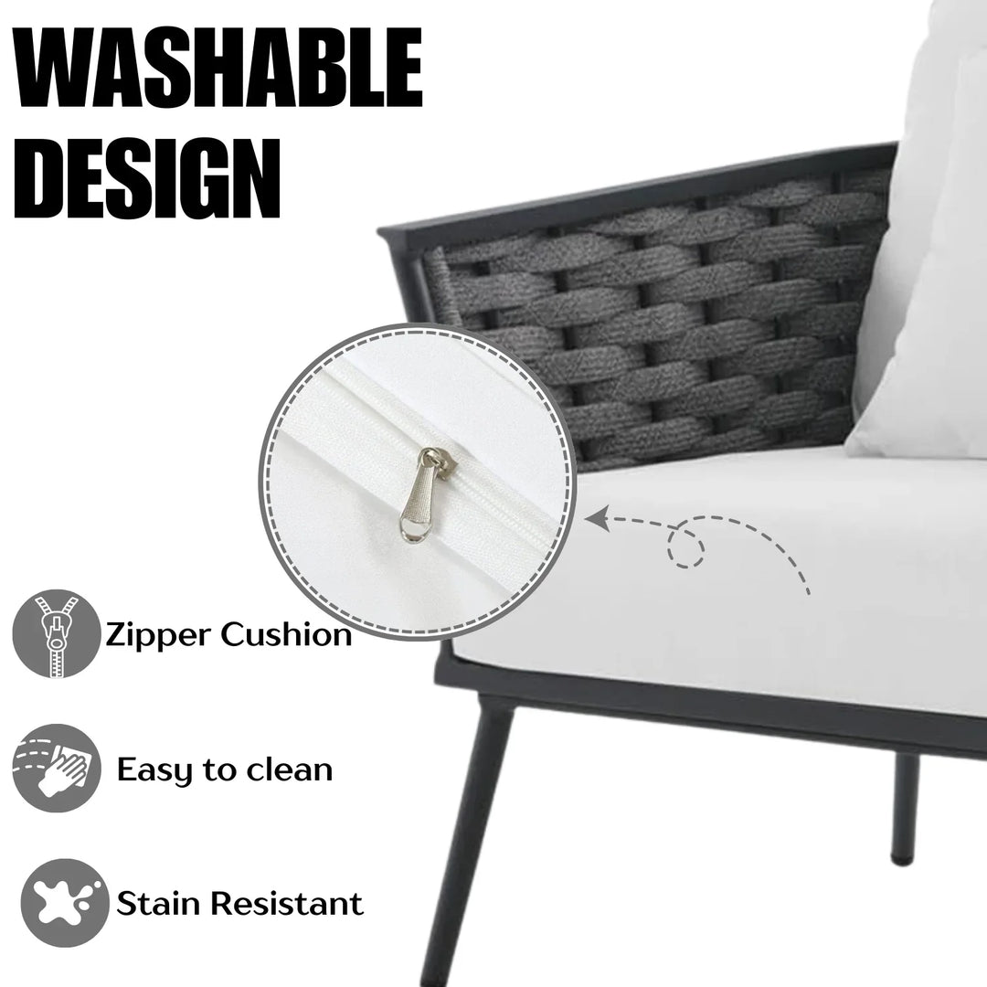 Tomoko 6-Piece Outdoor Rope Sofa Set (Grey & White)