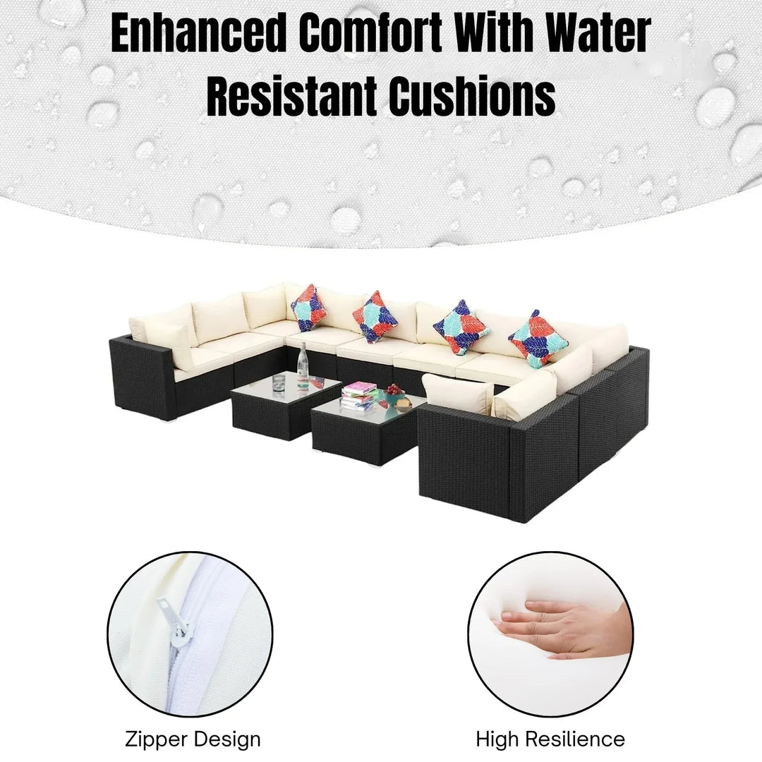 Stefania 6-Piece Outdoor Wicker Sofa Set (Black/Cream)