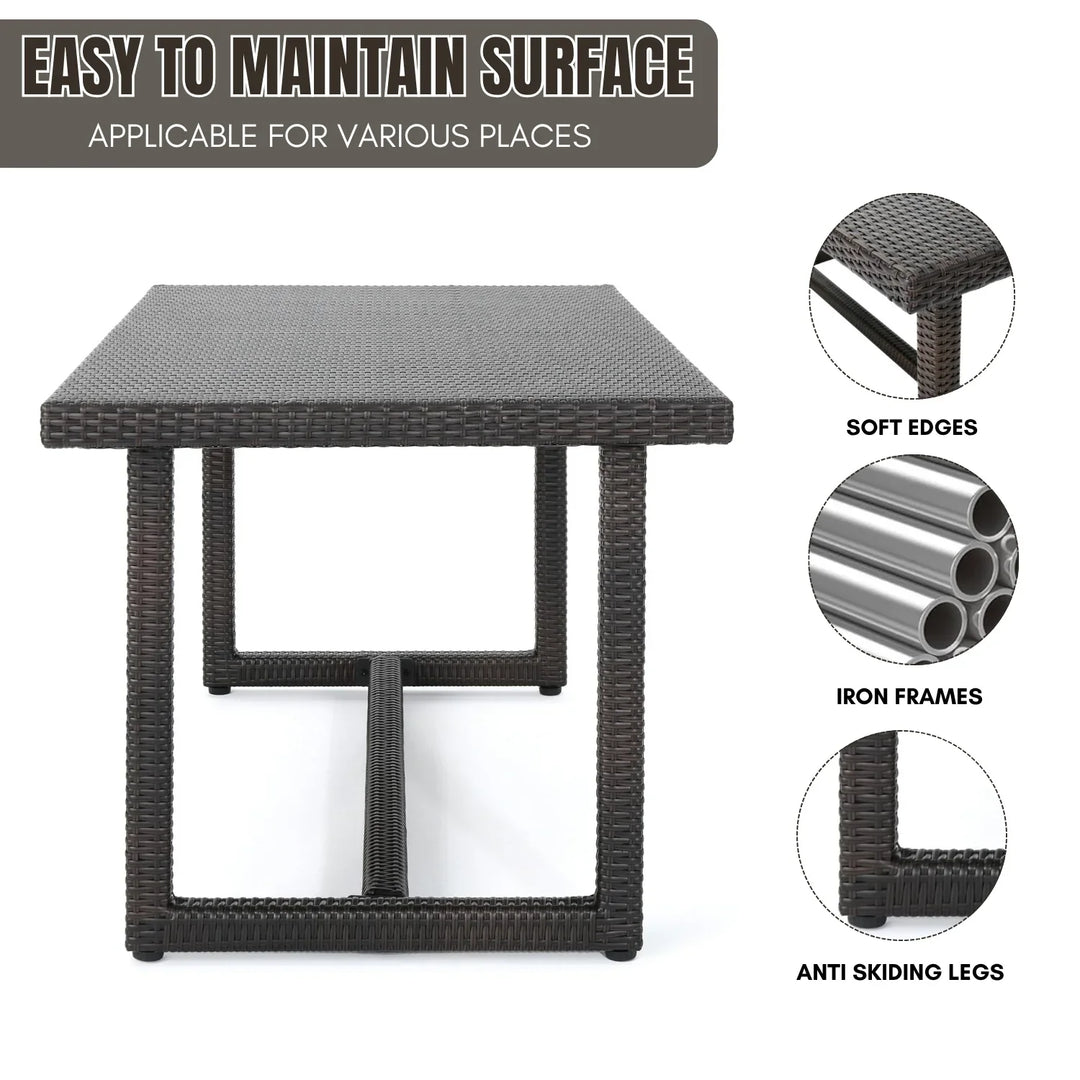 Sokhna Outdoor Rattan Wicker Patio Table (Dark Brown)