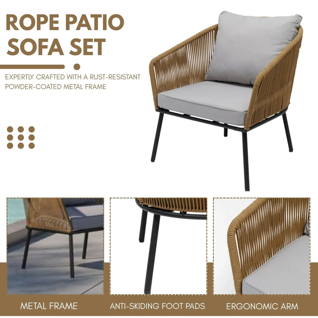 Oriana 5-Seater Outdoor All-Weather Rope Sofa Set