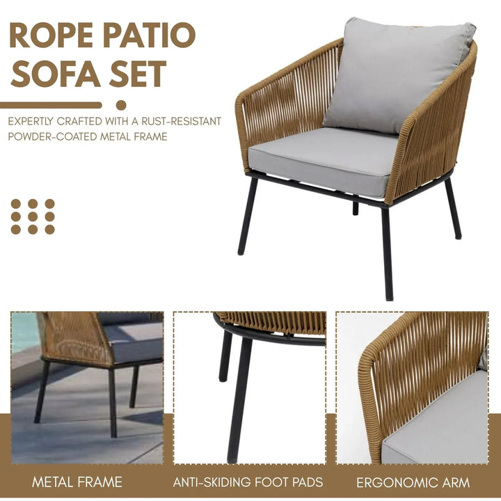 Oriana 5-Seater Outdoor All-Weather Rope Sofa Set