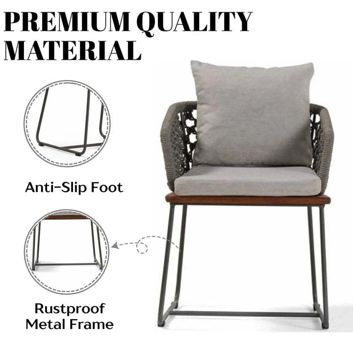 Adelyn Outdoor Rope 2-Piece Patio Chairs With Wooden Base