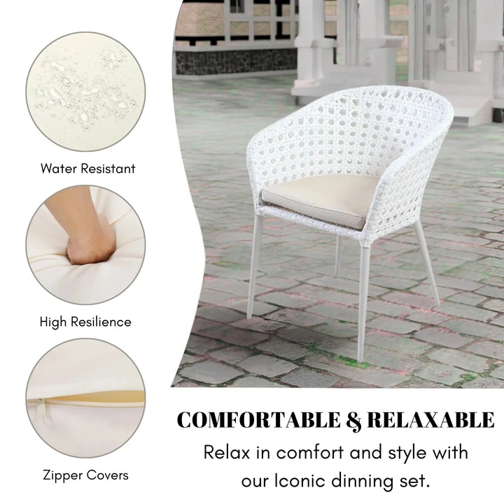 Marisol 5-Piece Outdoor Patio Dining Set With Wicker Chairs & Glass-Top Table