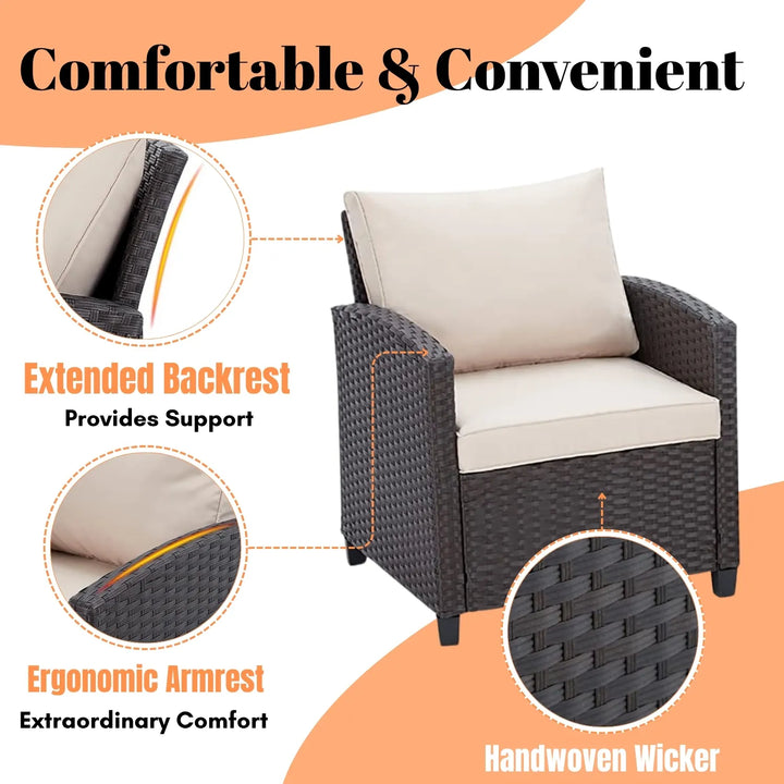 Xiao 3-Piece Outdoor Rattan Wicker Patio Set