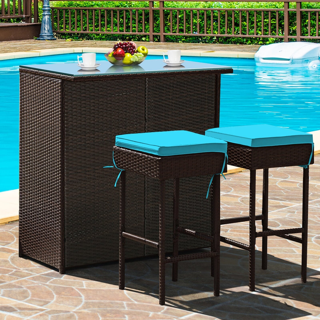 Massimo Outdoor Patio Bar Sets 2 Stools and 1 Table (Dark Brown)