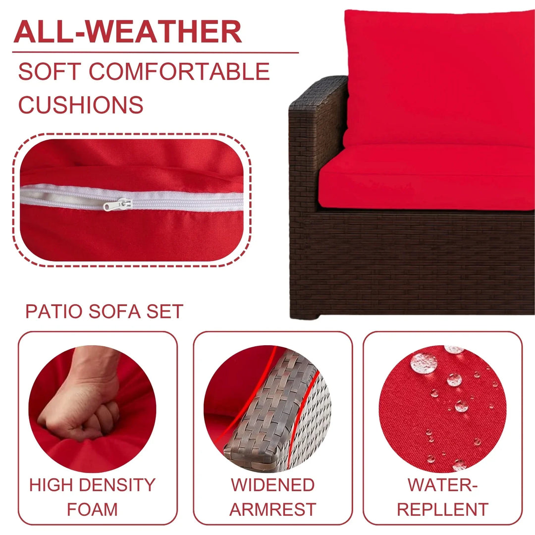 Poorvi Outdoor 7-Seater Wicker Sectional Sofa Set