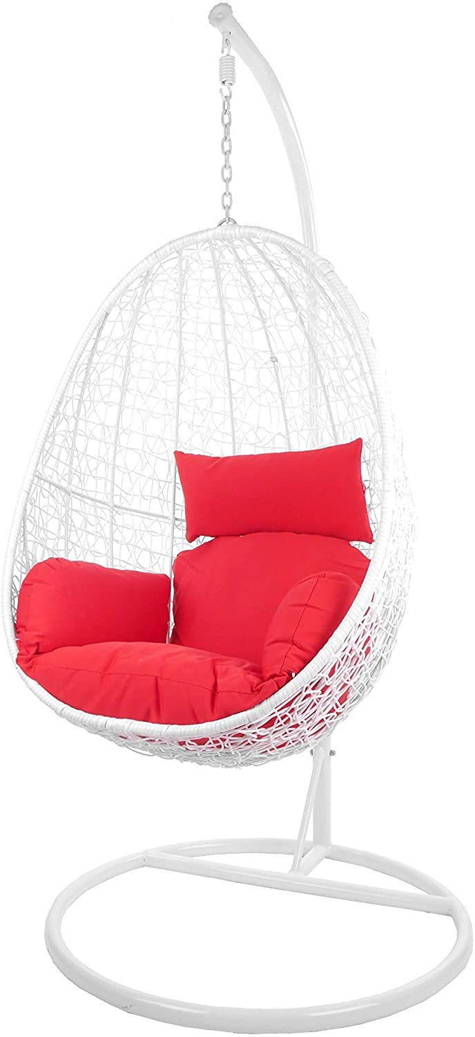 Giulietta Single Seater Hanging Swing With Stand For Balcony , Garden Swing (White)