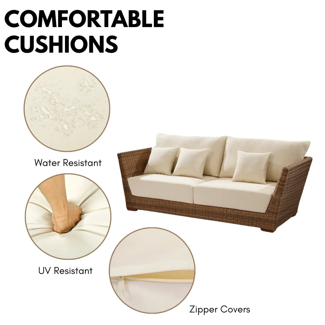 Patricia 5-Piece Outdoor Wicker Sofa Set With 2-Tier Glass Top Tables