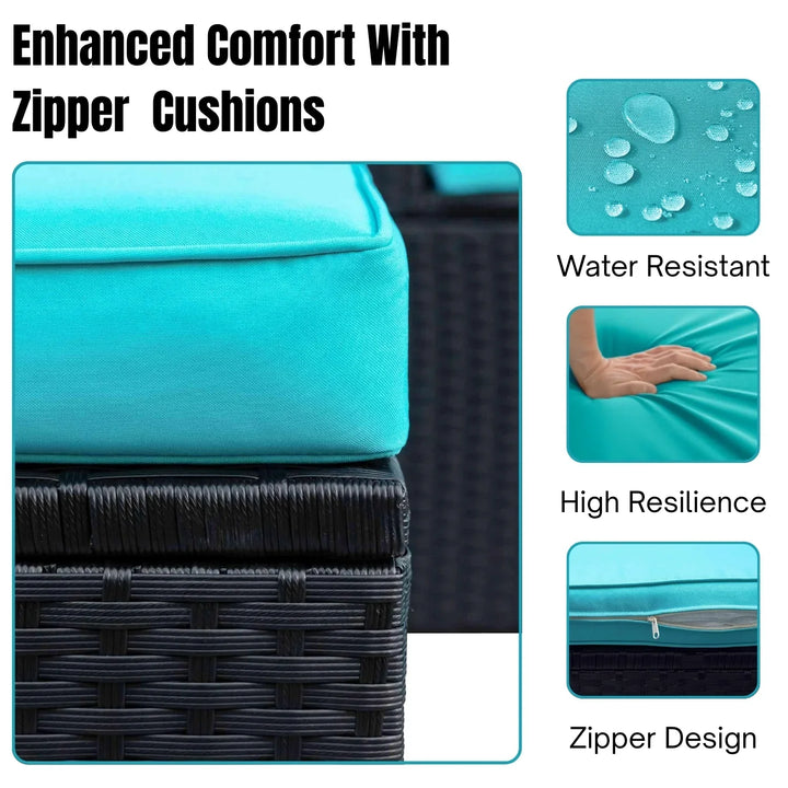 Petra 5-Piece Outdoor Wicker Furniture Set Modern Outdoor L-Shaped