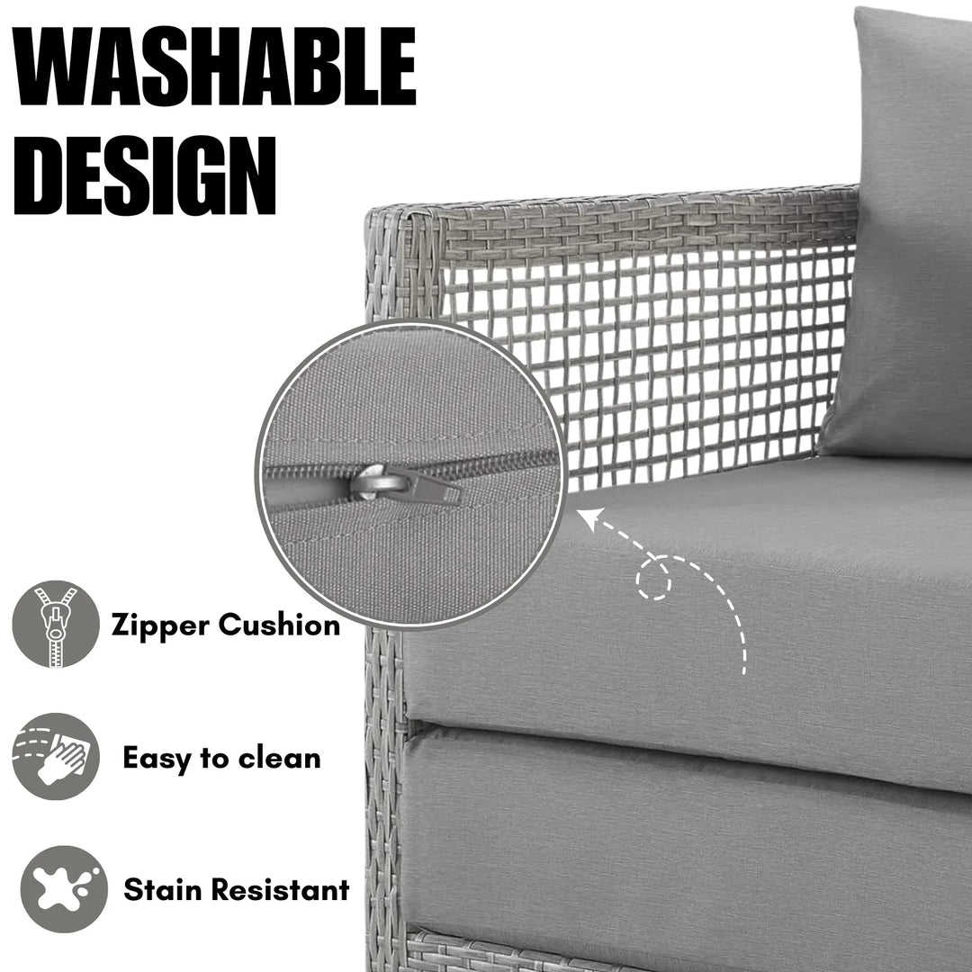 Aarini Outdoor Wicker Woven 6 Pieces Sectional Patio Furniture Set