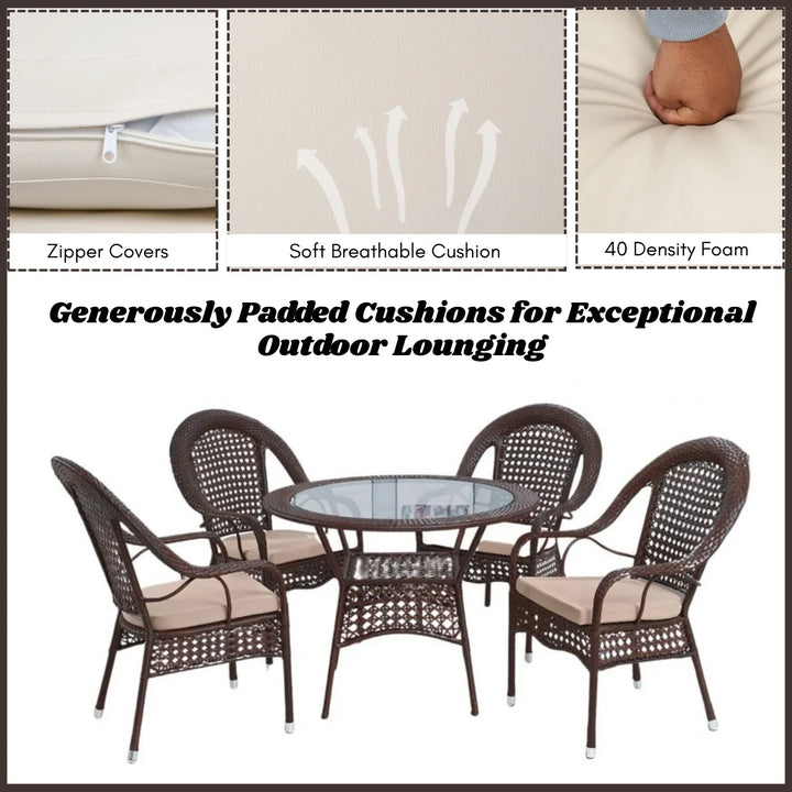 Balqis Outdoor All-Weather Resistant Rattan Wicker 5-Piece Dining Set