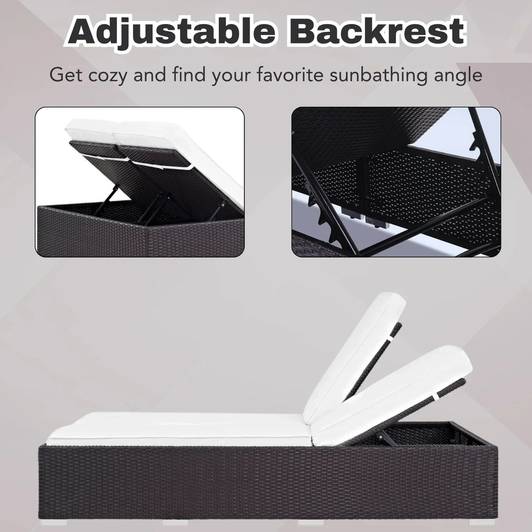 Zinia Outdoor All-Weather Rattan Wicker Chaise Lounge Chair Set of 2