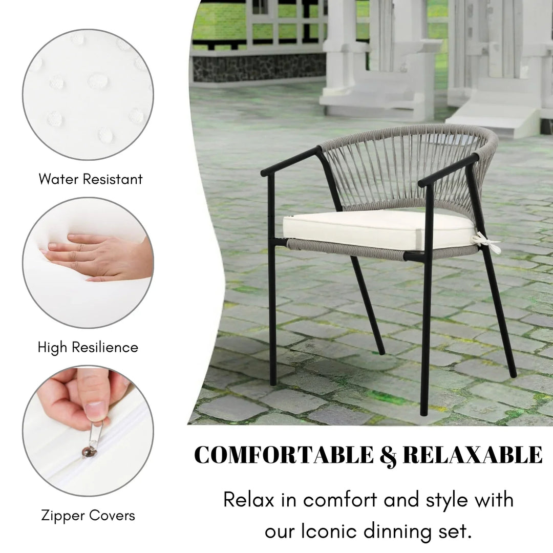 Peizhi 4-Piece Outdoor Rope Patio Dining Chairs