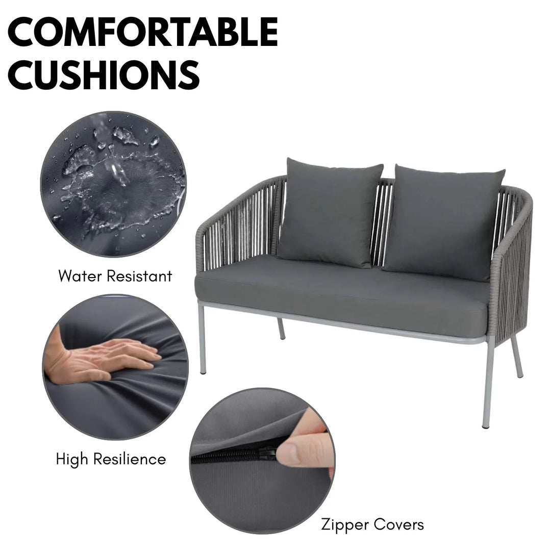 Falguni Outdoor 4 Piece Modern Woven Rope Sofa Set