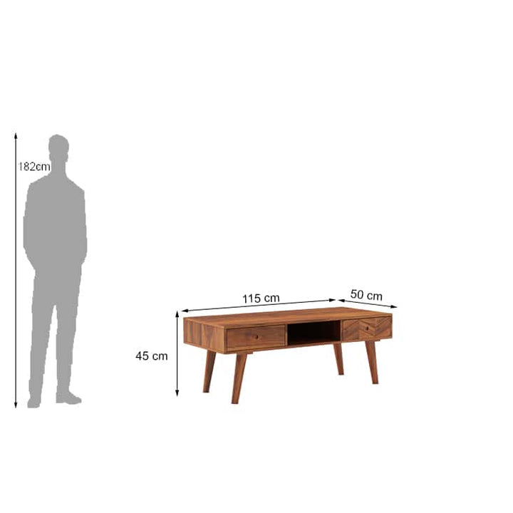 Simon Solid Sheesham Wood Coffee Table With Two Drawer Storage - 1 Year Warranty Tables