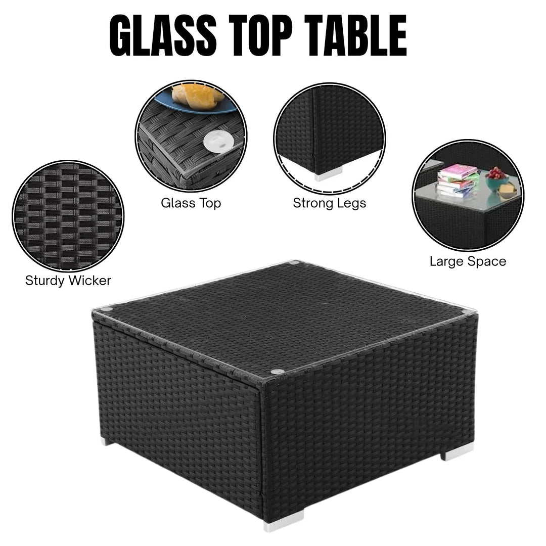 Ranya Outdoor Garden Conversation Sofa Set (Black/Off-White)