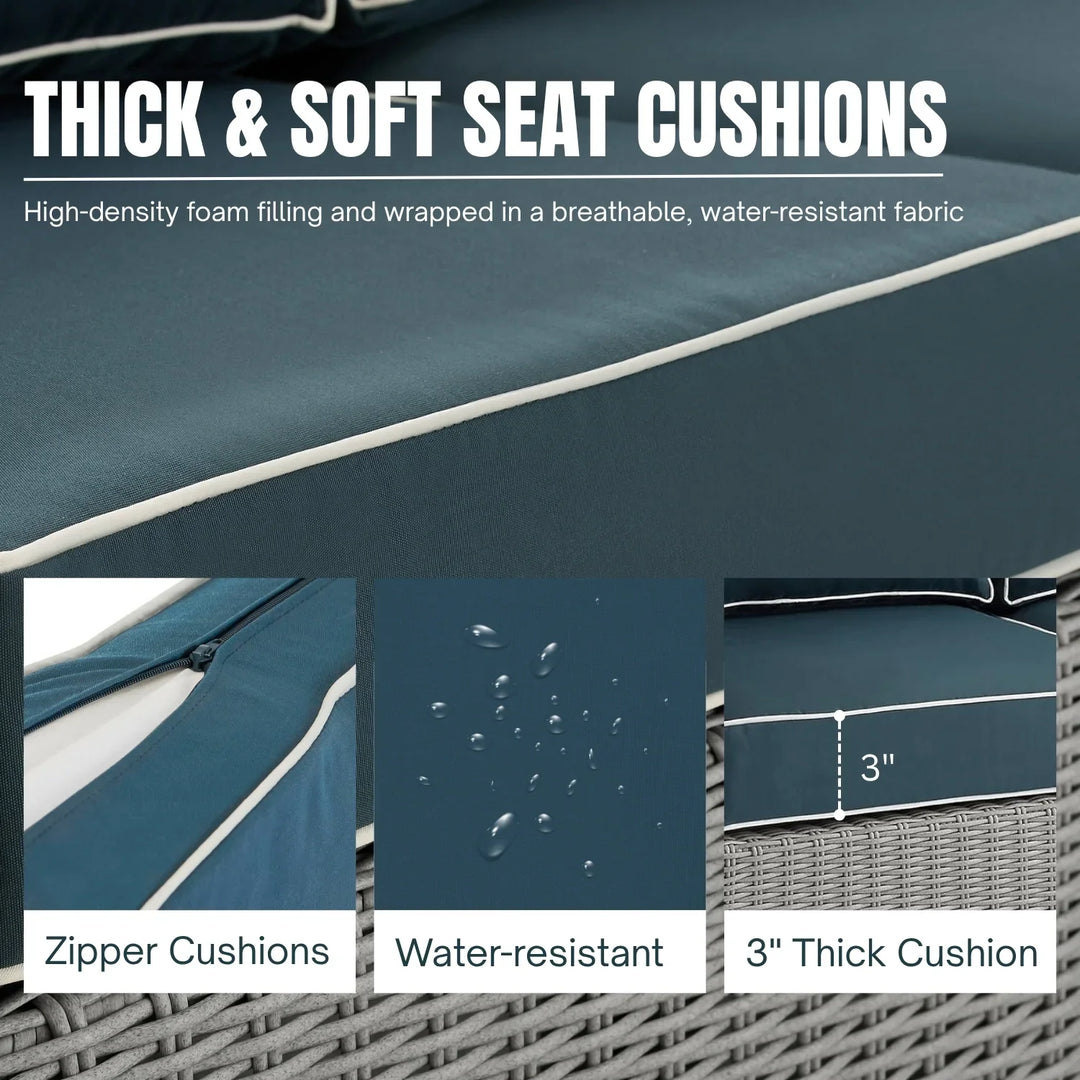 Everly L-Shape Outdoor Wicker Sofa Set