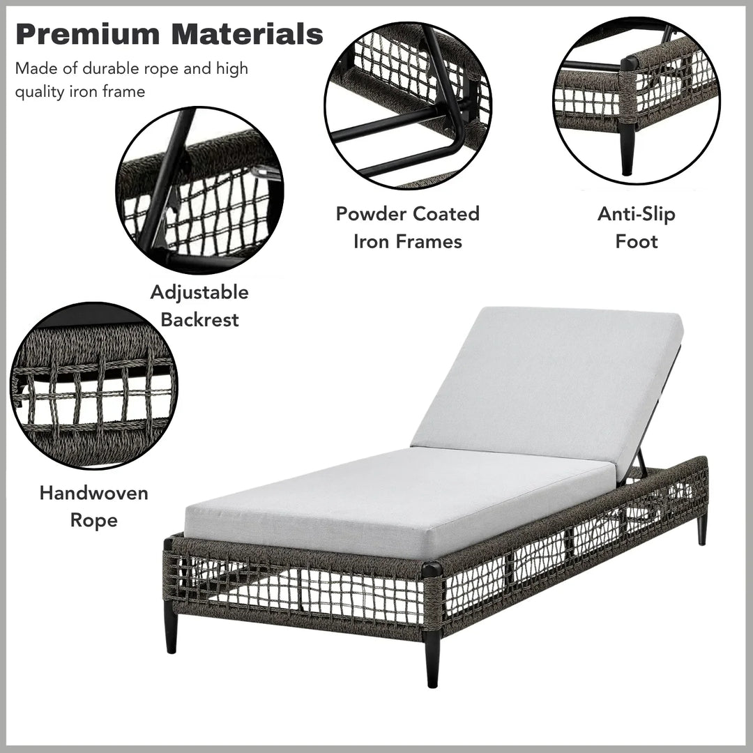 Najwa Outdoor All-Weather Rope Lounger with Cushions