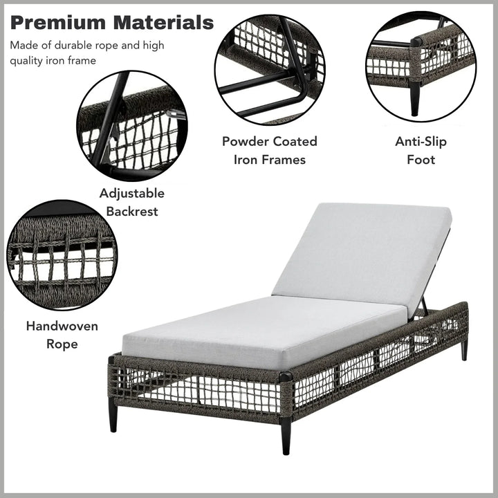 Najwa Outdoor All-Weather Rope Lounger with Cushions