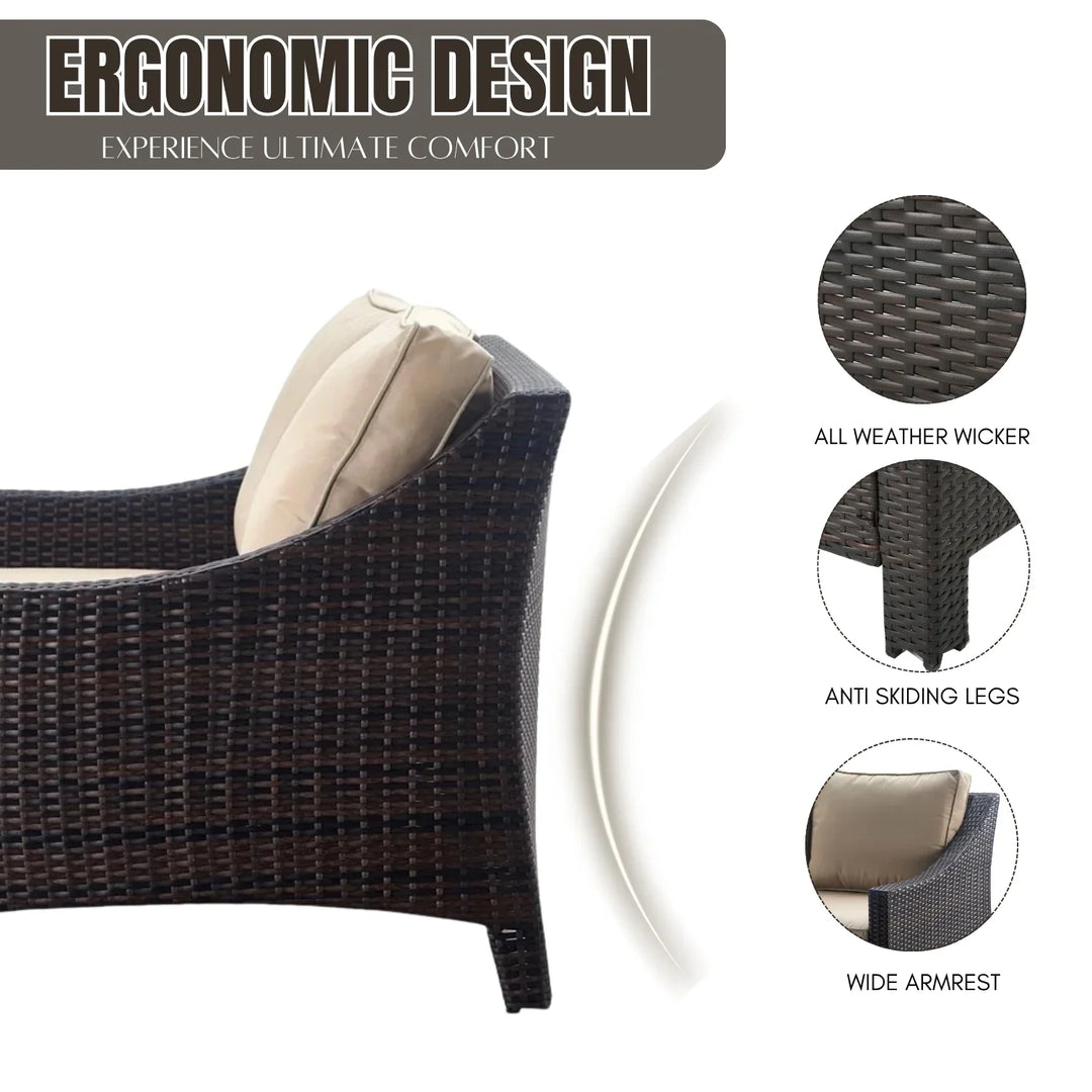 Yvonne Outdoor Rattan Wicker 1-Piece Loveseat Sofa