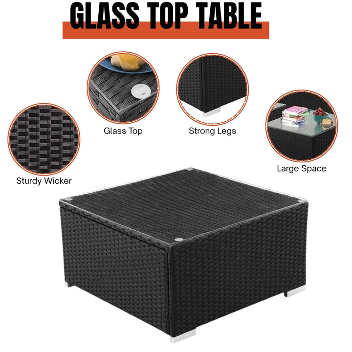 Samah Outdoor Garden Conversation Sofa Set (Black/Orange)