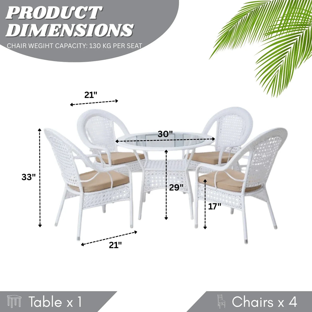 Dalal Outdoor All-Weather Resistant Rattan Wicker 5-Piece Dining Set
