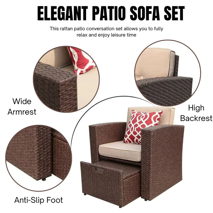 Halima Outdoor Rattan Wicker Sectional 6-Seater Sofa Set