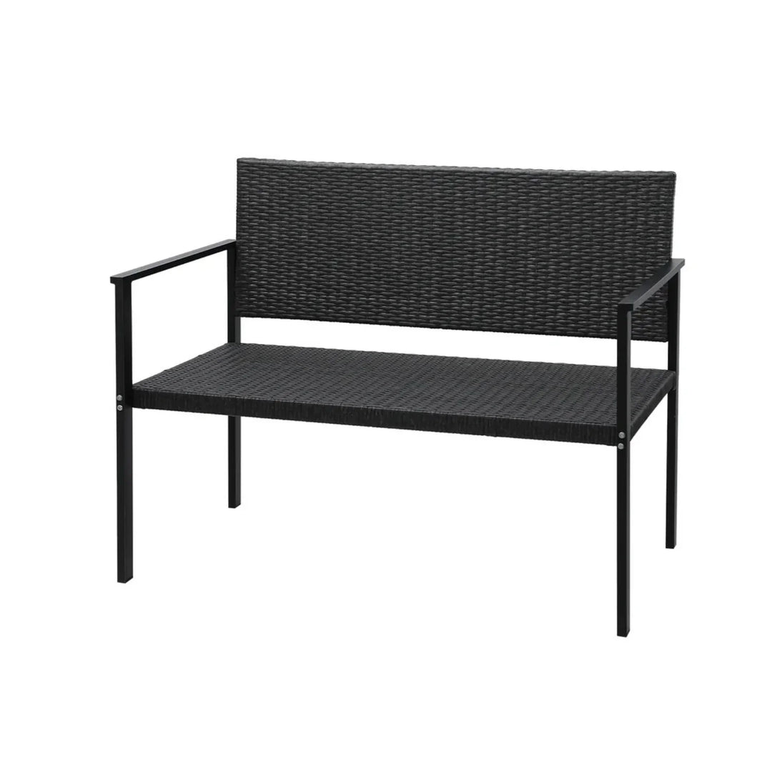 Yasmin 2-Seater Outdoor Garden Rattan Bench With Metal Frames