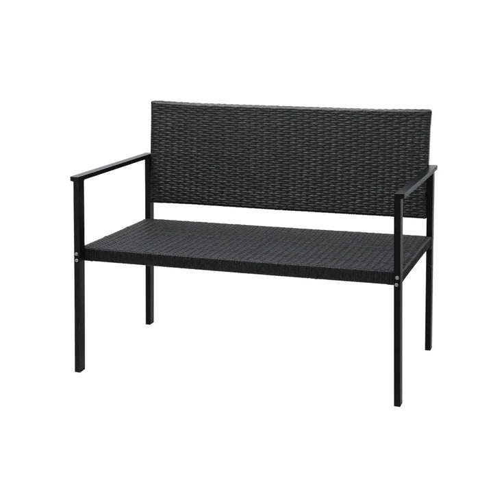 Yasmin 2-Seater Outdoor Garden Rattan Bench With Metal Frames