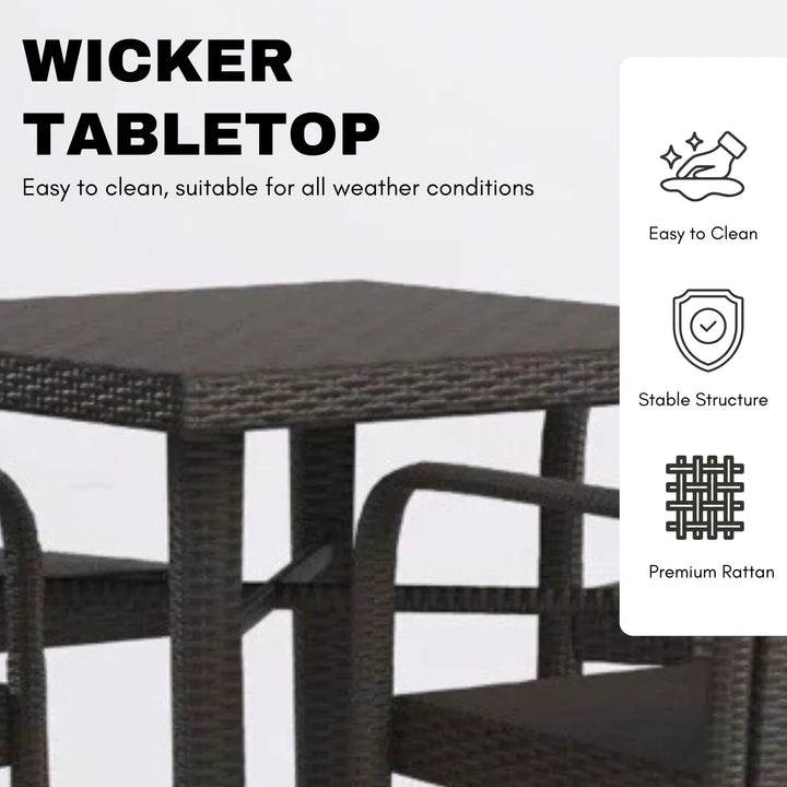 Pauline 5-Piece Outdoor Rattan Wicker Bar Set with Wicker Top Table