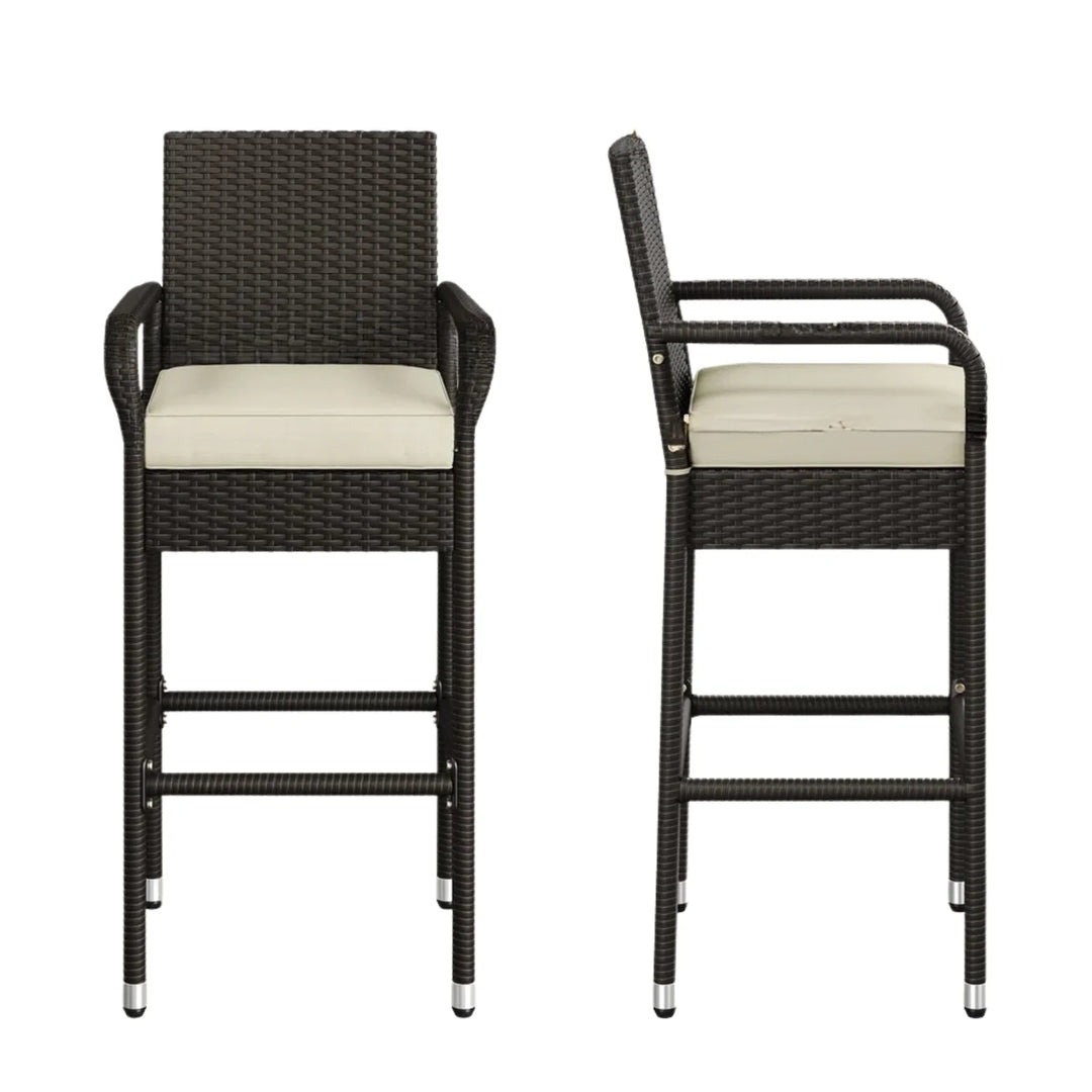 Anneliese Outdoor Rattan Wicker 2-Piece Bar Chairs
